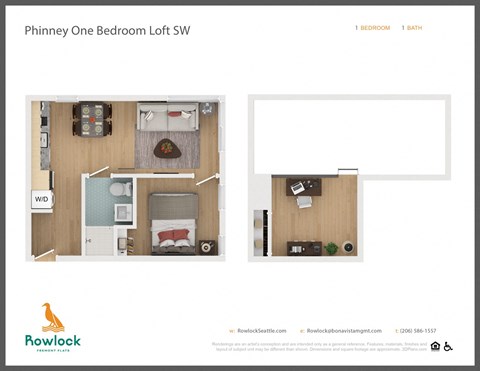 Floor plan for 1 bed, 1 bath, 526 sqft